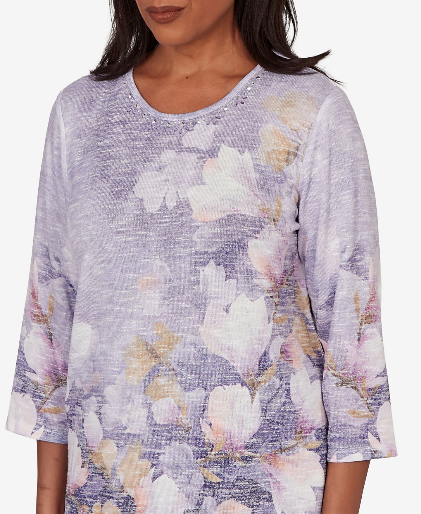 Женский топ Alfred Dunner Petite Grand Bazaar Amethyst Floral, цвет: Аметистовый — фото 4