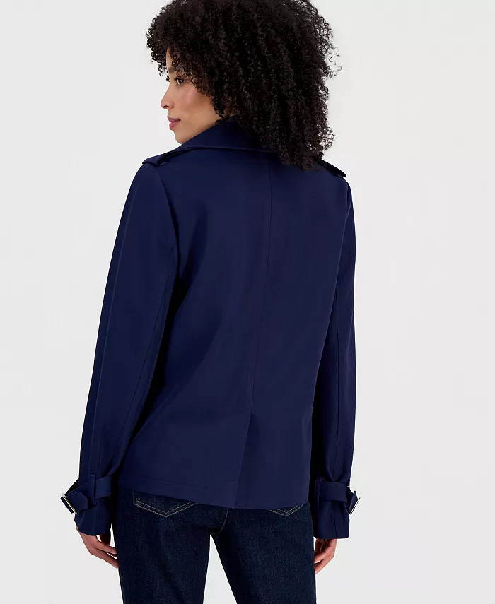 MICHAEL Women's Drapey Short Trench Coat, Created for Macy's - thumbnail 3