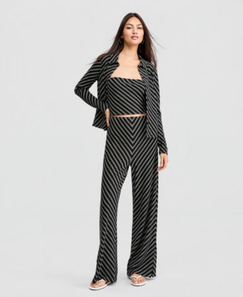 Женские брюки And Now This Striped Pull-On, цвет: Чёрный