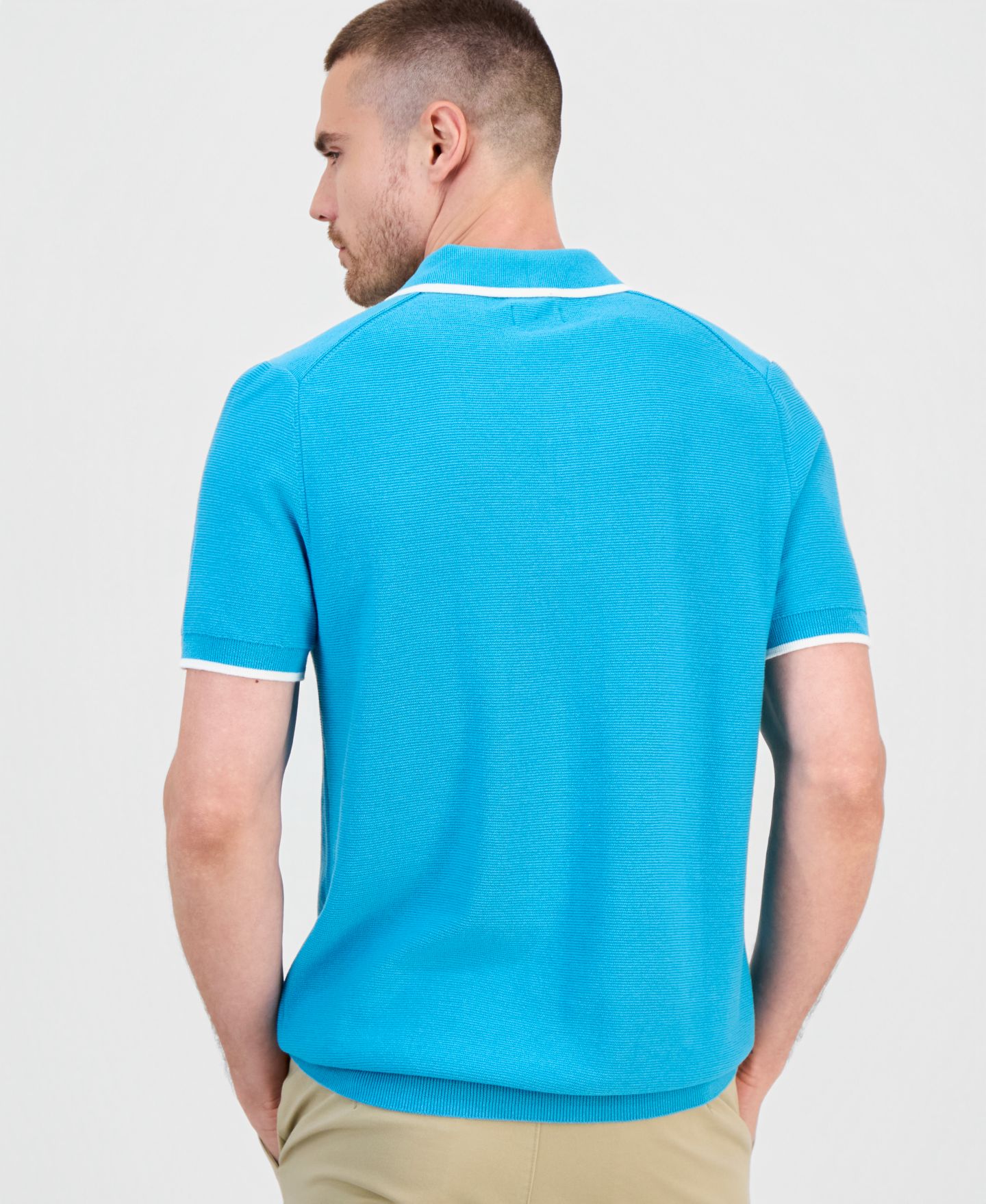 Мужское поло Club Room Tipped Polo Shirt, цвет: Насыщенный бирюзовый — фото 2