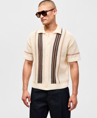 Men's Relaxed-Fit Textured Short-Sleeve Sweater, Macy's Exclusive