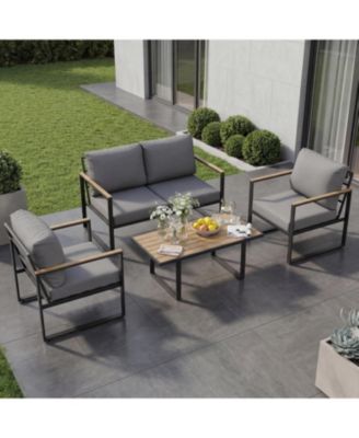 4-Piece Outdoor Patio Furniture Set, Conversation Sofa Set with Table