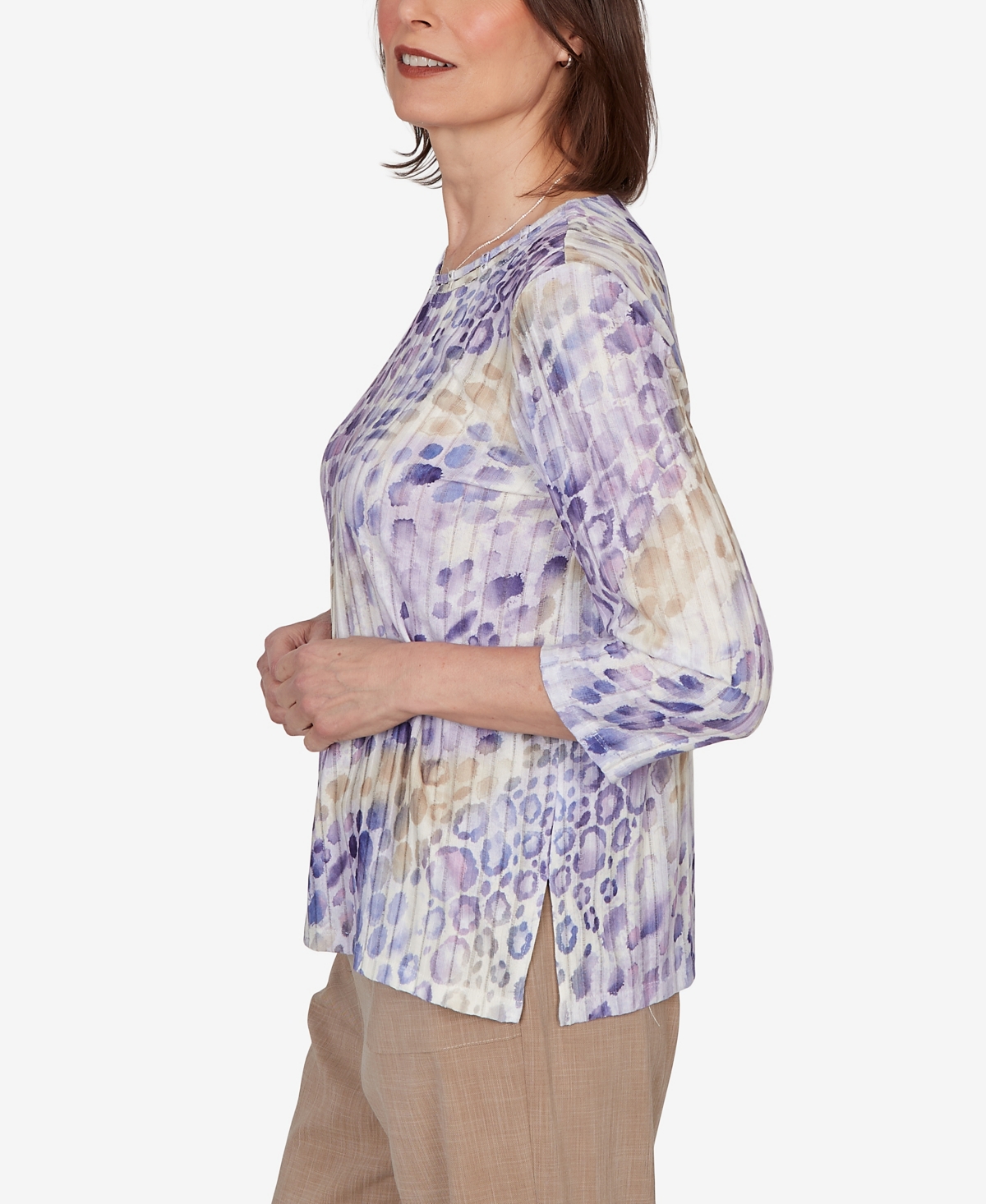 Alfred Dunner Petite Grand Bazaar Animal Print Ribbed Knit Top