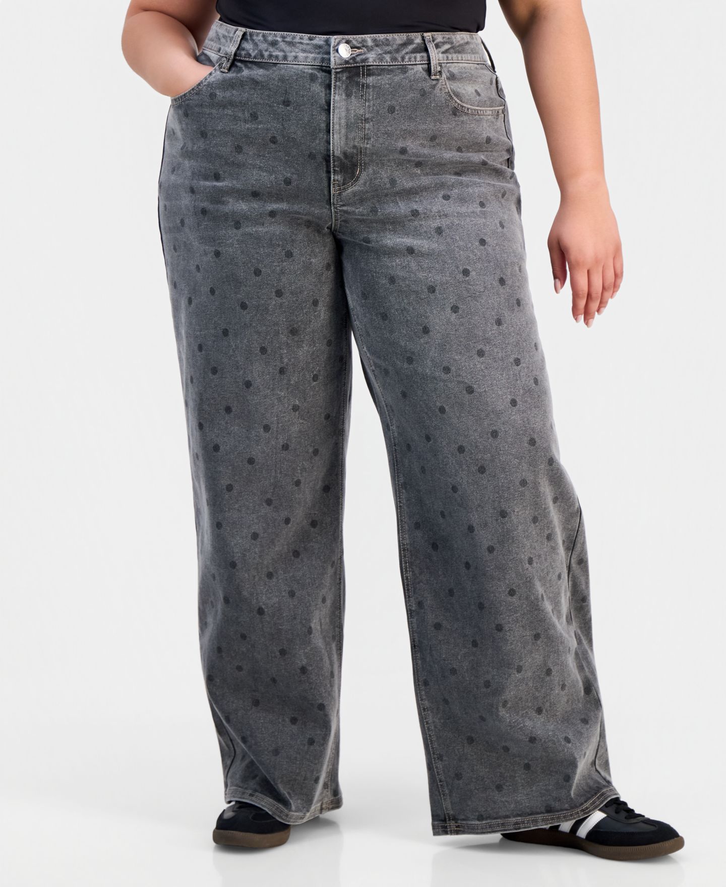Женские джинсы Madden Girl Trendy Plus Size Ultra High-Rise '90s Polka Dot, цвет: Выцветший серый — фото 3