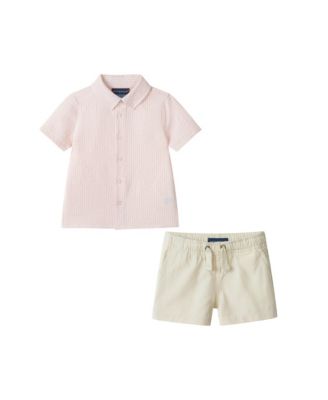 Baby Boys Puckered Buttondown and Shorts Set