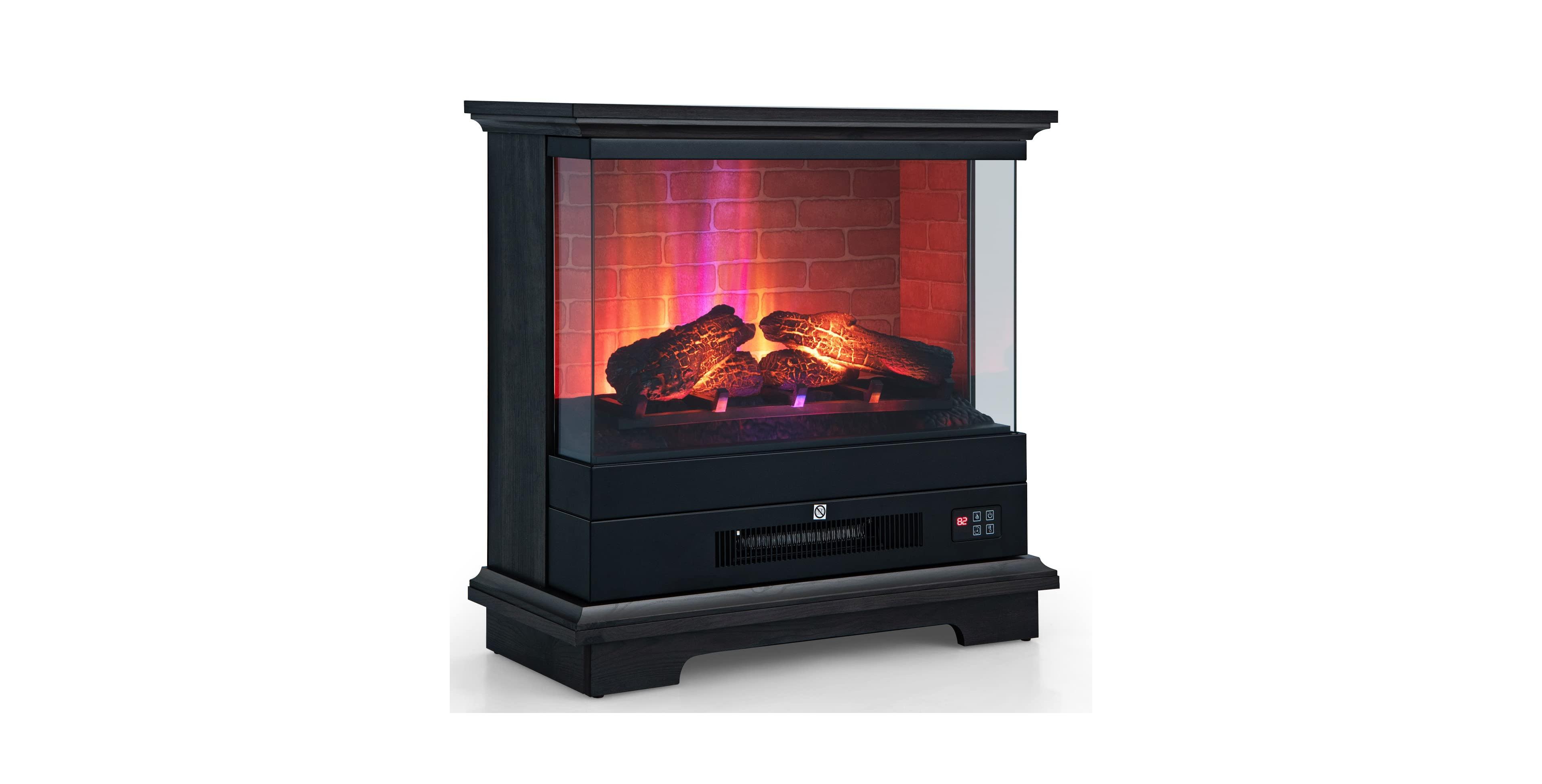 Ecooso 27 Inch Freestanding Electric Fireplace with 3-Level Vivid Flame Thermostat