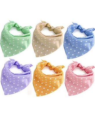 Polka Dots Dog Bandanas Soft Cotton Adjustable Washable for Pets