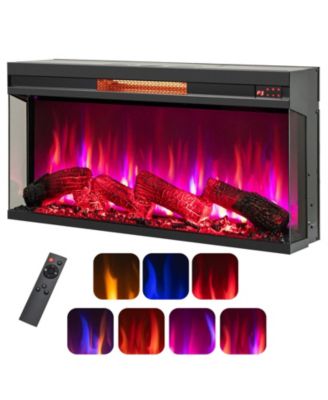36 Inch 3-Sided 1500W Electric Fireplace with 7-Color Flame