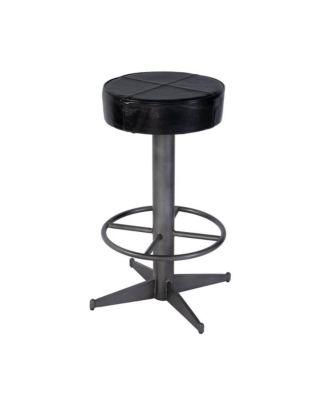Malcolm 30 in. Seat Height Leather and Iron Bar Stool