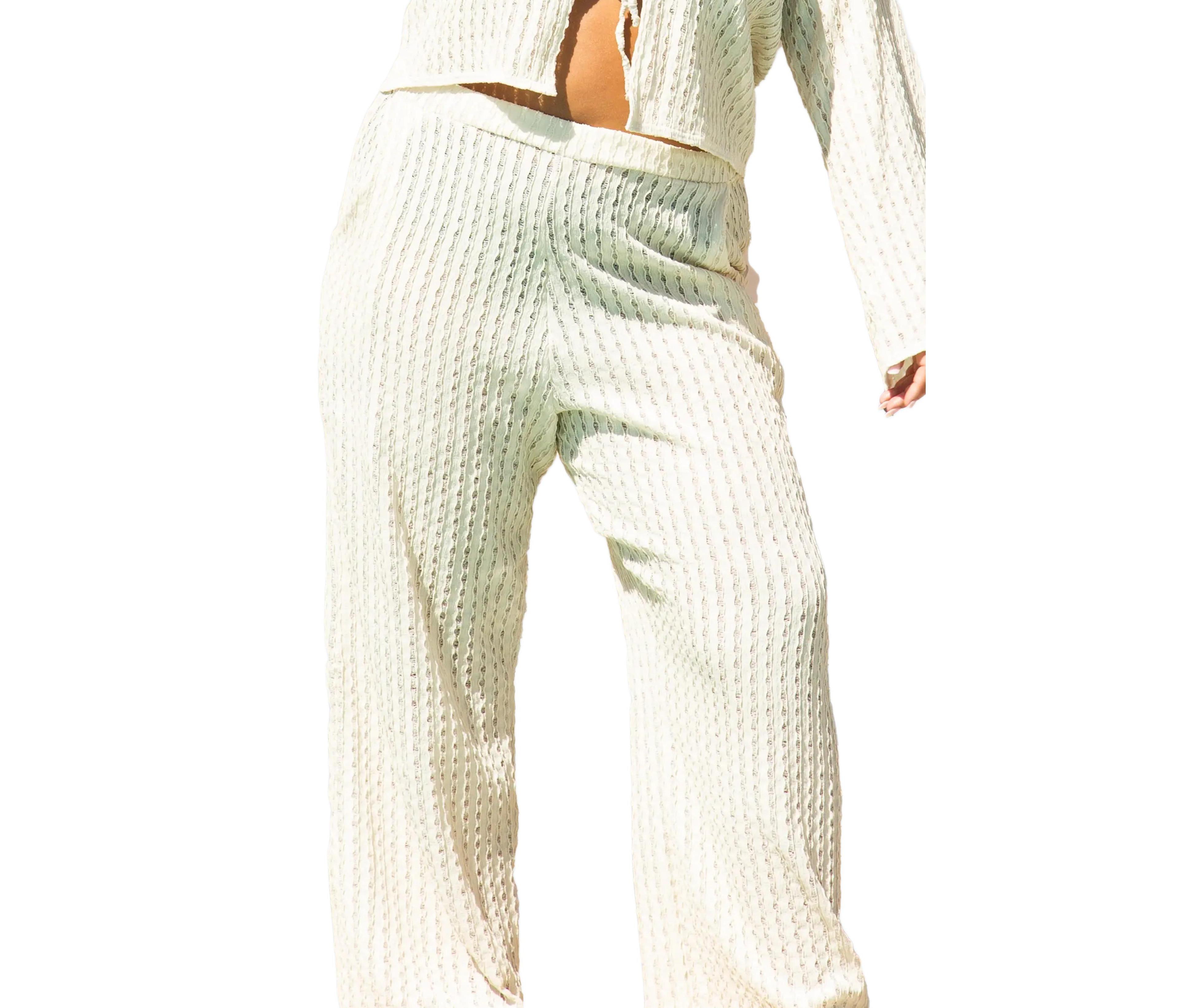 Fashion-szn Curve Women's Wide Leg Crochet Resort Pants