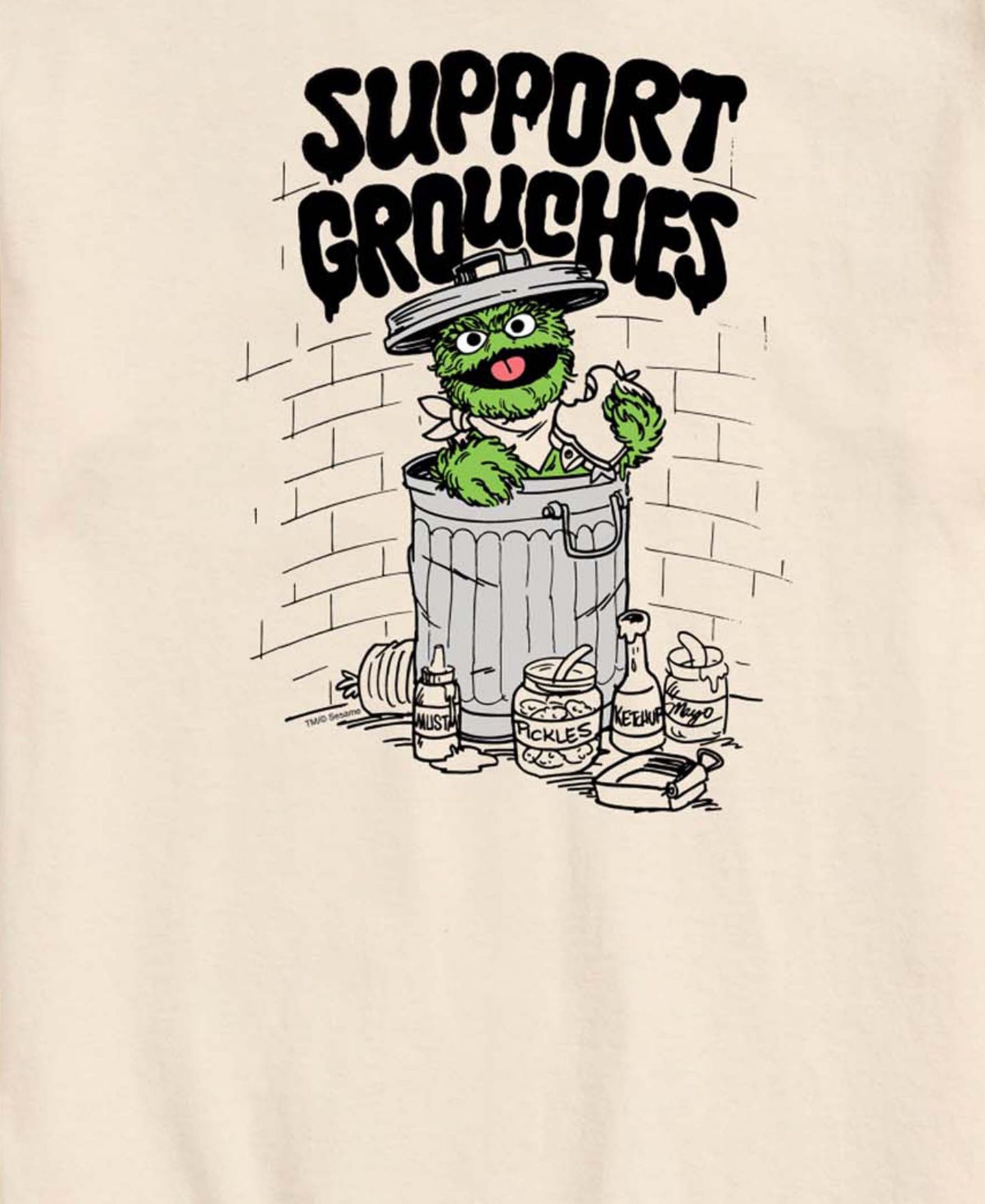 Мужская футболка AIRWAVES Sesame Street Support Grouches Oscar Short-Sleeve Graphic, цвет: Кремовый — фото 3