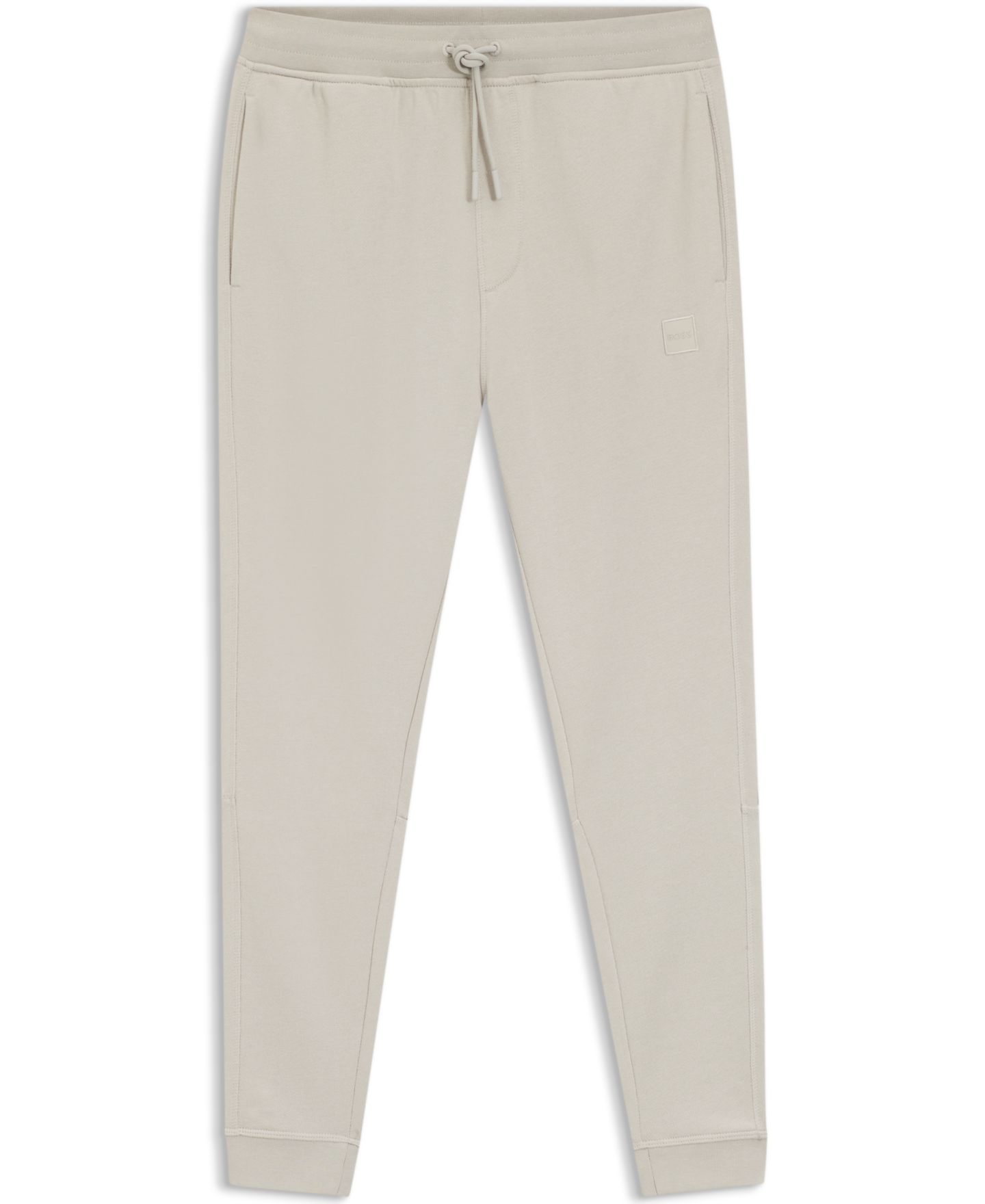 Мужские брюки Hugo Boss Cotton-Terry Logo Patch Tracksuit Bottoms, цвет: Серый — фото 2
