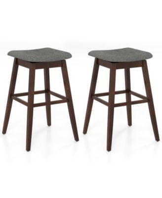 Set of 2 Modern Swivel Bar Stools with Footrest and Durable Rubber Wood Legs