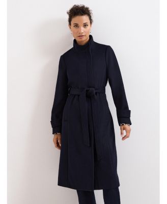 Women's Belted Funnel Collar Coat