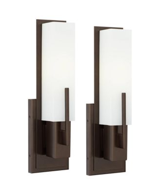 Midtown Modern Wall Light Sconces Set of 2 Hardwire 4 1/2" Fixture Glass Shade for Bedroom Bathroom Vanity Reading