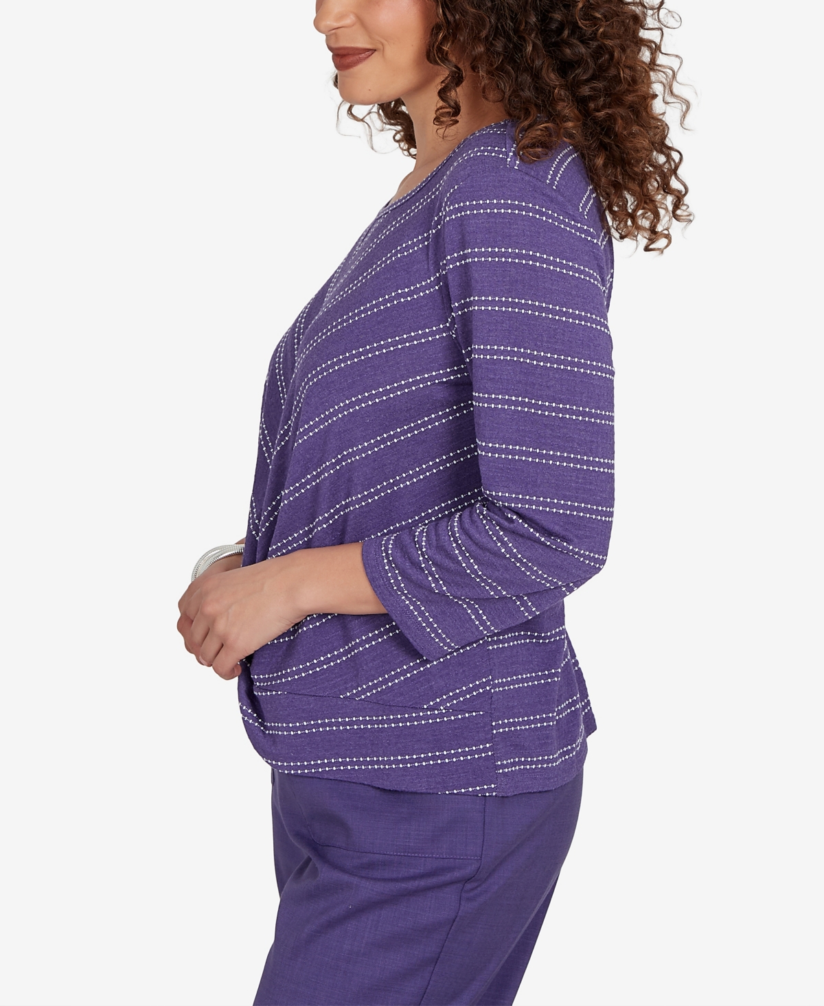 Alfred Dunner Women's Grand Bazaar Twisted Hem Chevron Top