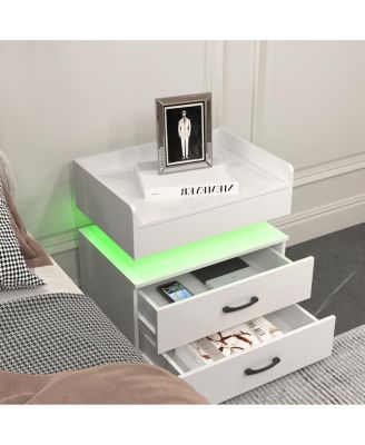 2-Drawer Nightstand with Adjustable LED Strip Light