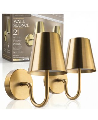 Set of 2 Modern Metal Shade Dimmable LED Rechargeable Cordless Touch Control Lights Wall Sconces