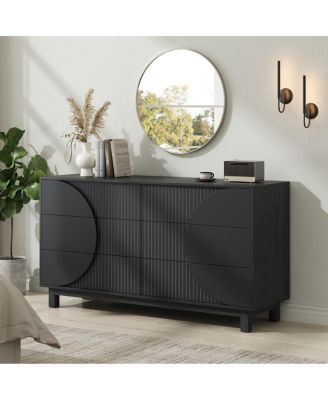 6-Drawer Fluted Dresser with Solid Wood Legs