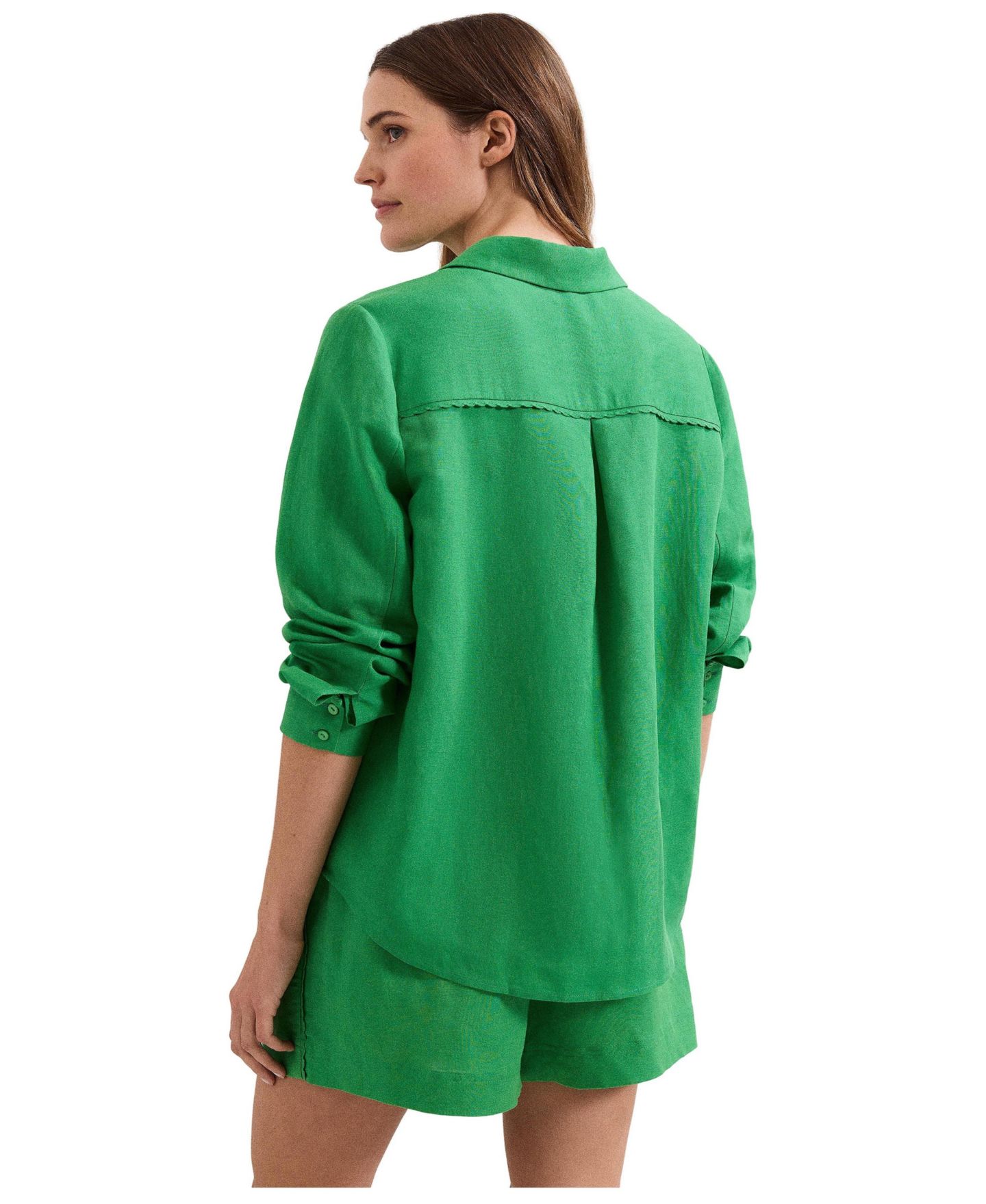 Женская рубашка Phase Eight Sloane Linen, цвет: Зелёный — фото 3
