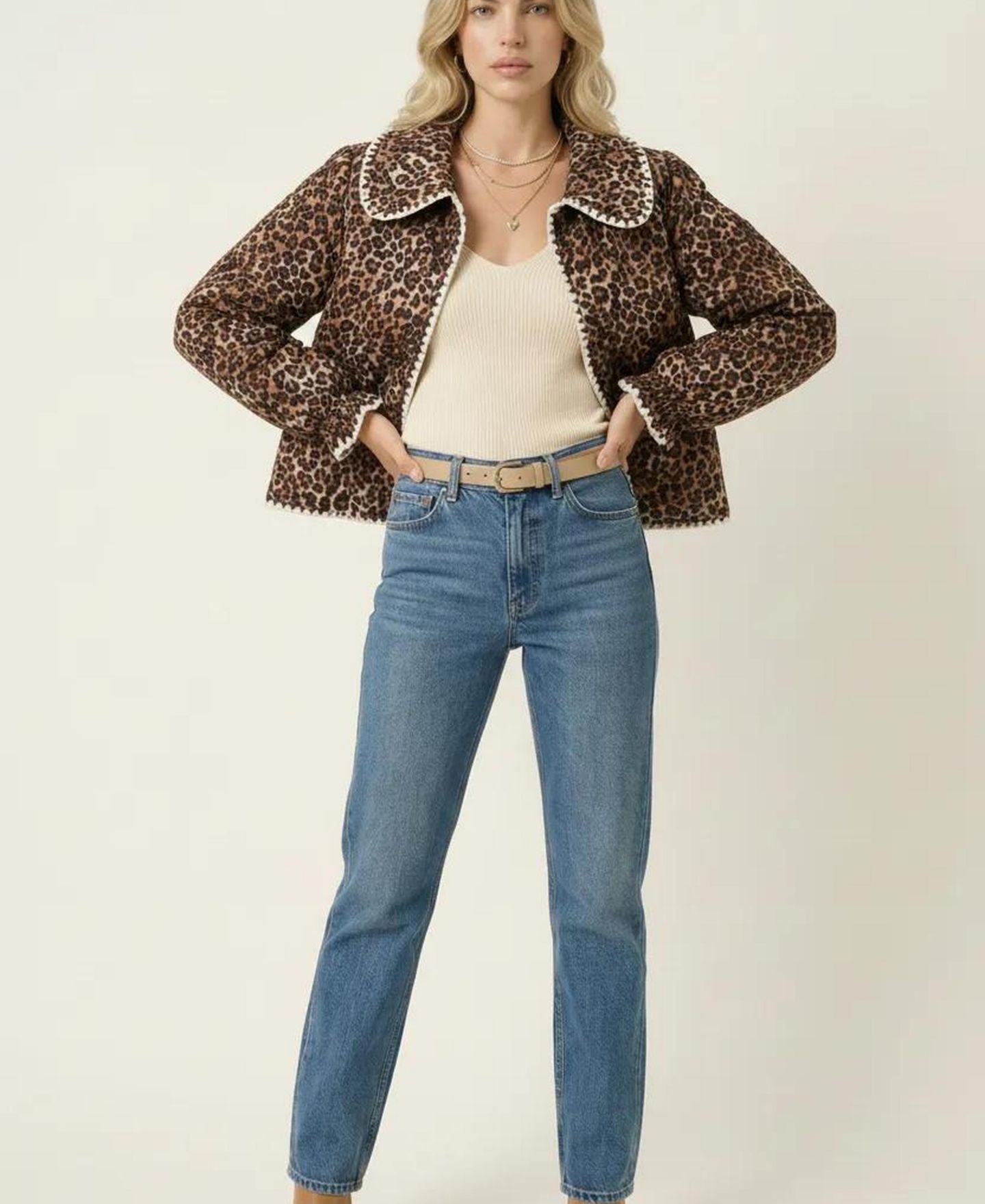 Женская куртка Modenaire Leopard Print Quilted, цвет: Коричневый — фото 5