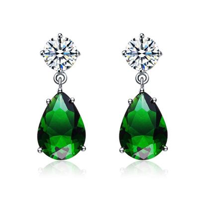 Dainty Sterling Silver Pear and Round CZ Mini Drop Earrings