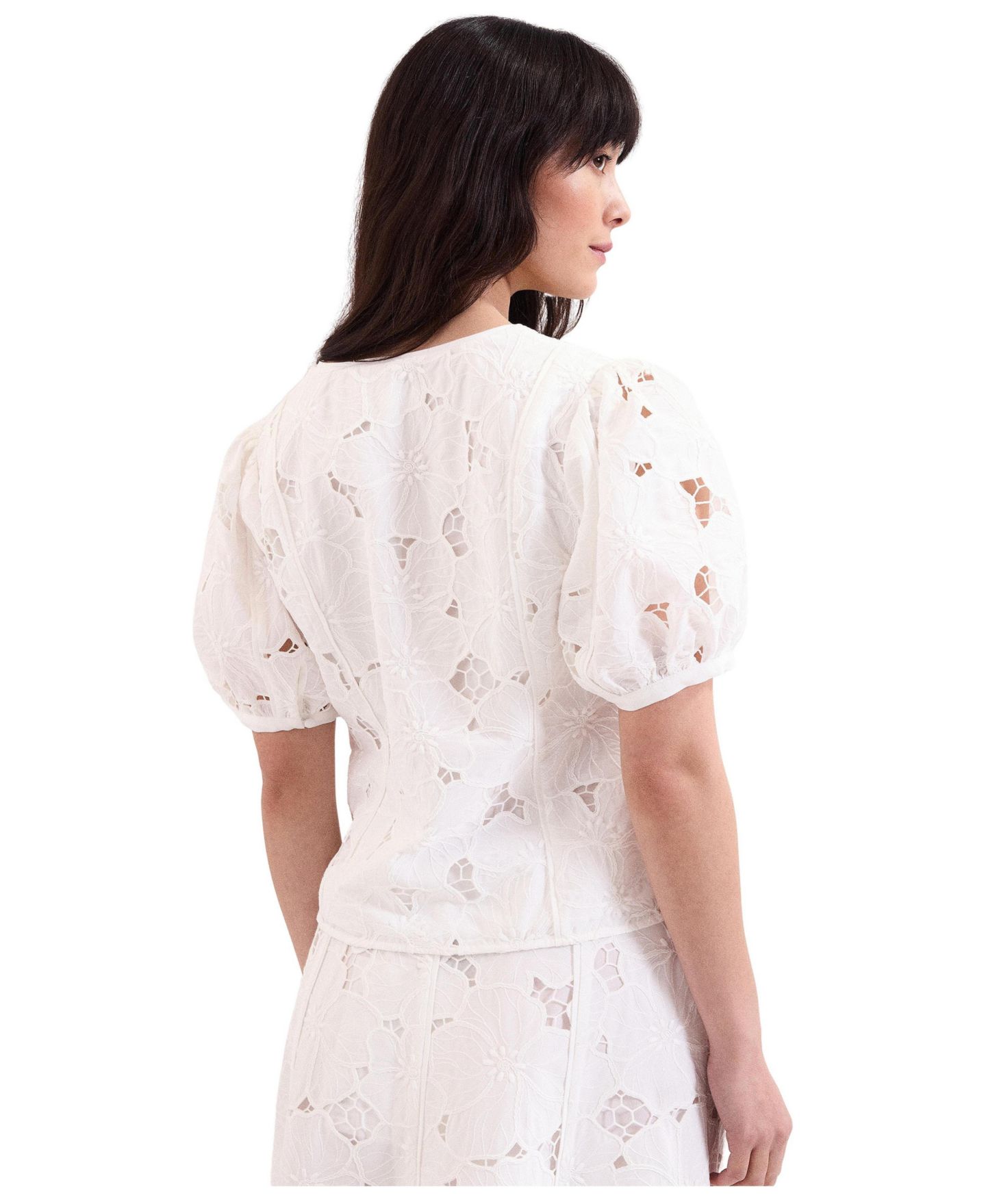 Женская блузка Phase Eight Marina V-Neck Lace, цвет: Слоновая кость — фото 4