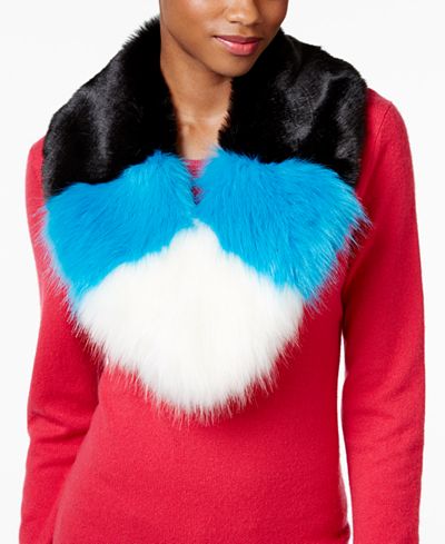 Betsey Johnson xox Trolls Faux-Fur Colorblocked Muffler, Only at Macy's