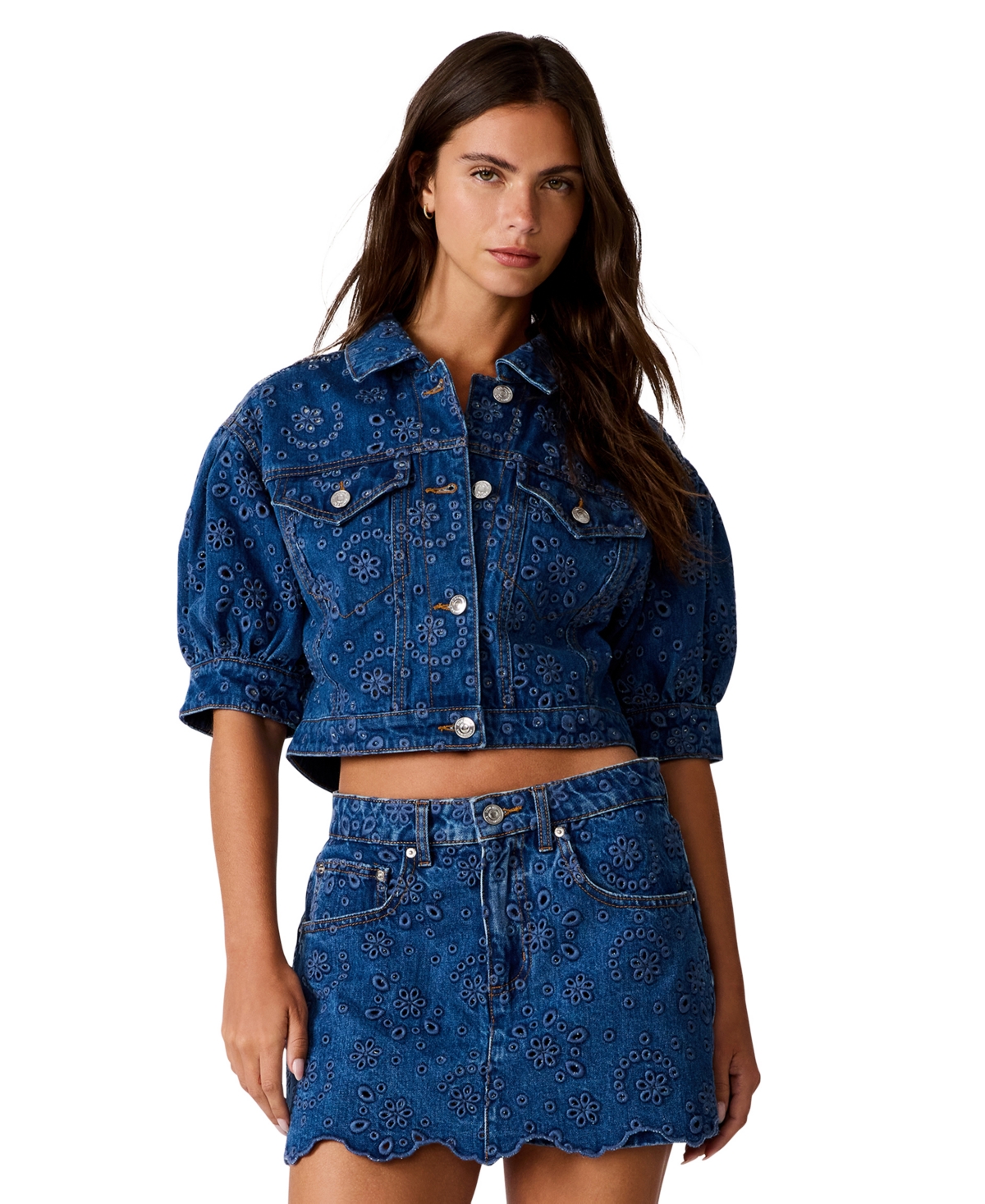 Steve Madden Women's Serafina Puff-Sleeve Denim Jacket