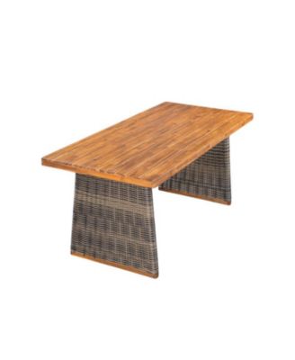 Outdoor Acacia Wood Dining Table with Wicker Accent