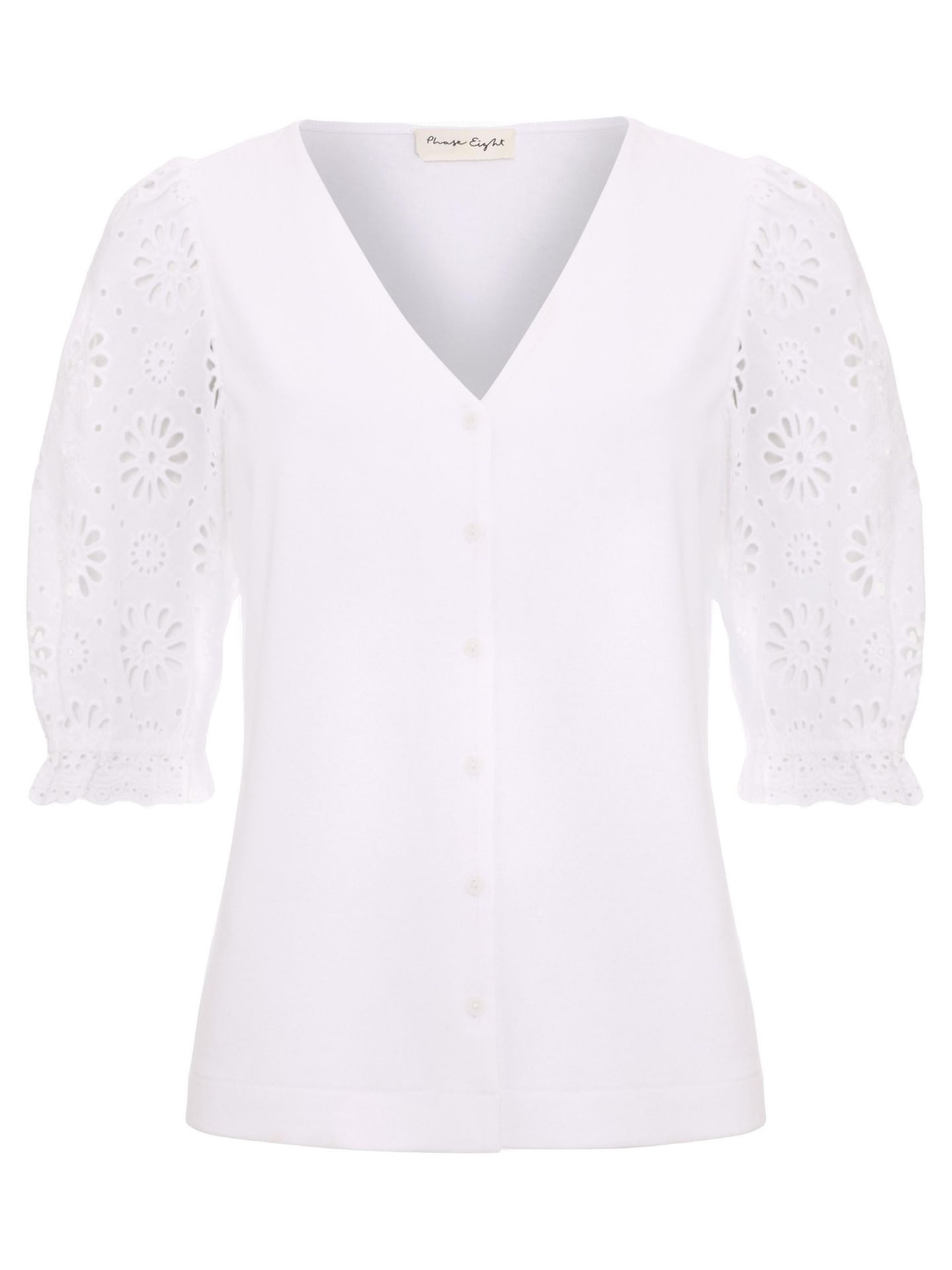 Женский топ Phase Eight Eleanor Floral Eyelet Detail, цвет: Белый — фото 2