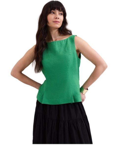 Женский топ Phase Eight Isabelle Linen, цвет: Зелёный