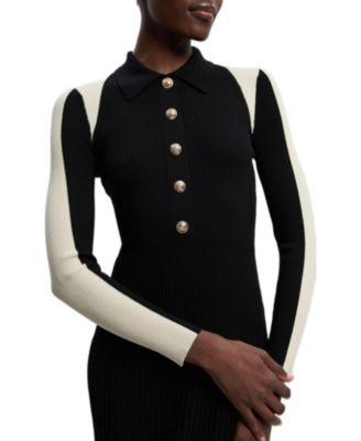 Karen Millen Women's Rib Knit Long Sleeve Military Midi Dress - Macy's
