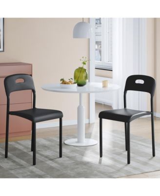Modern Stackable Plastic Dining Chairs Set of 2 - Ergonomic, Metal Legs, Waterproof and Mark-Resistant, Easy Assembly