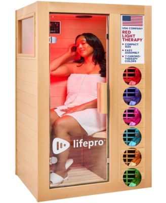 Rejuvacure Cozy Far Infrared Sauna – 1 Person Home Sauna with Red Light Therapy, 7 Carbon Fiber Heaters, Canadian Hemlock & Bluetooth