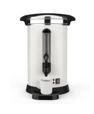 18L Double Wall Commerical Coffee Urn, Hot Coffee Dispenser, White for Wedding, Buffet, Catering, Events, Outdoor Bar