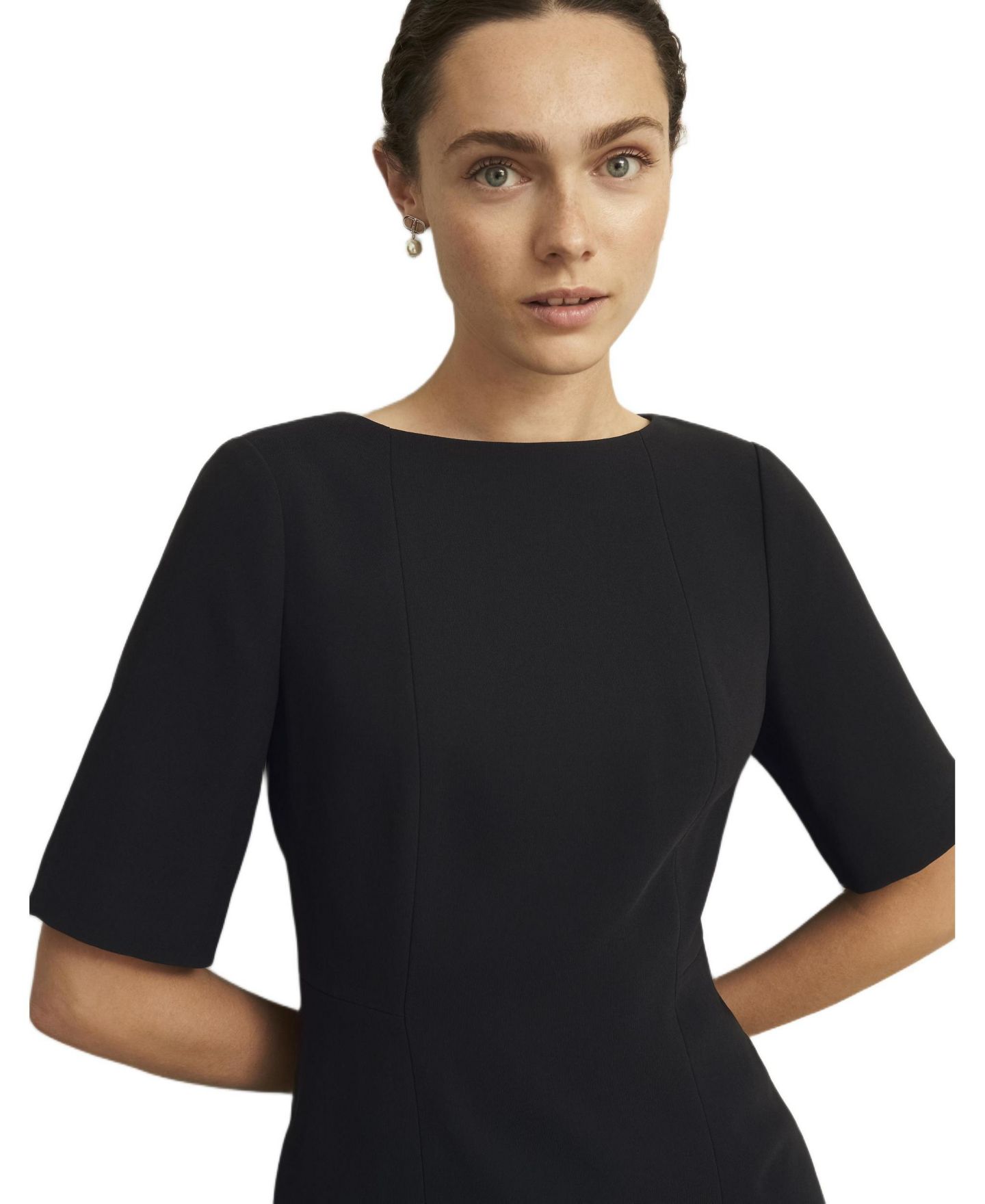 Женское платье Hobbs London Rae Sleeved, цвет: Чёрный — фото 8