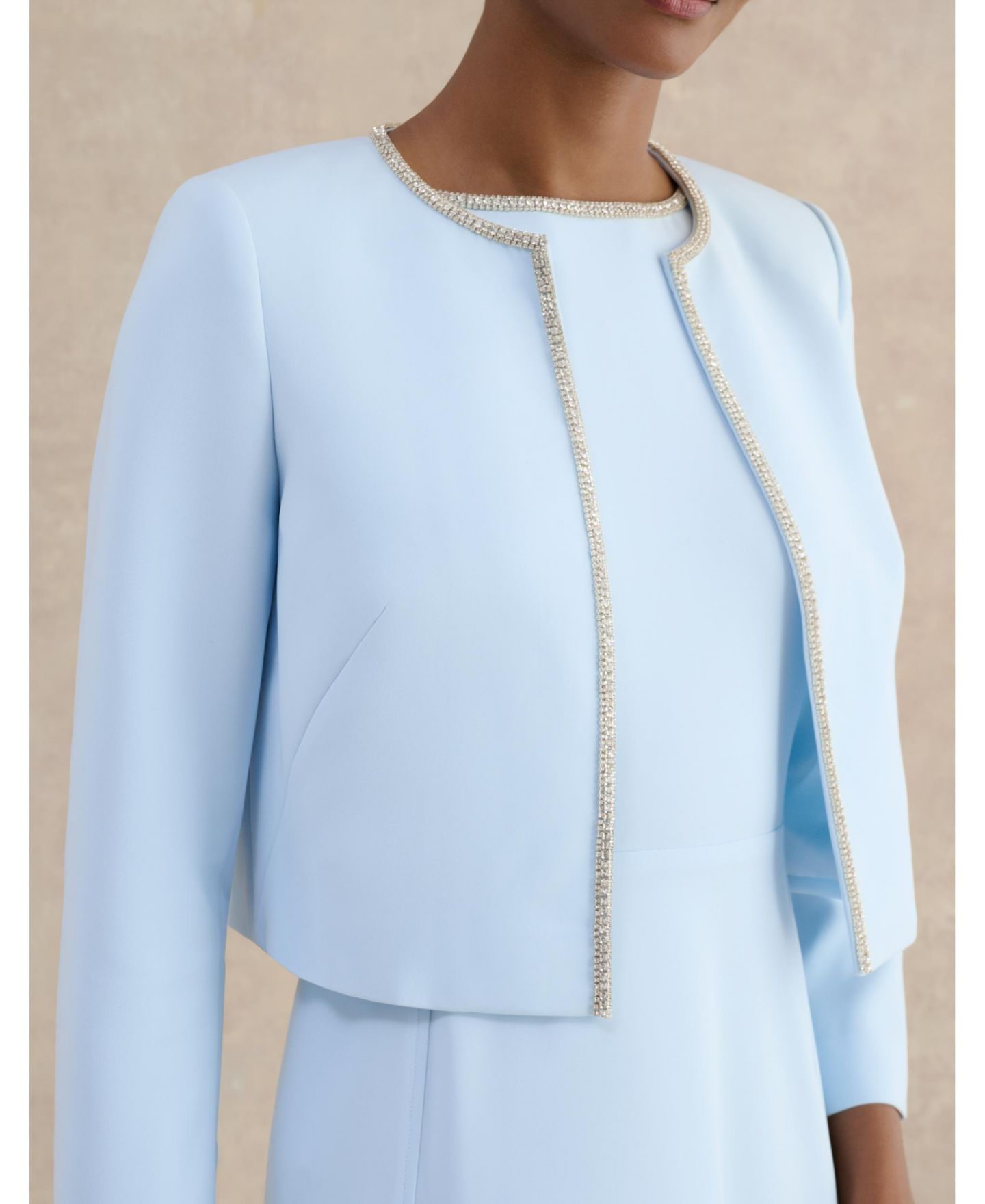 Женская куртка Hobbs London Beatrix Embellished, цвет: Бледный синий — фото 4