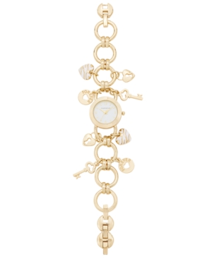 image of Charter Club Women-s Gold-Tone Key Charm Bracelet Watch 26mm, Created for Macy-s