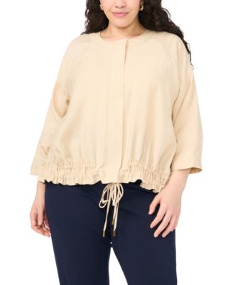 Plus Size Crewneck Cinch Raglan Jacket
