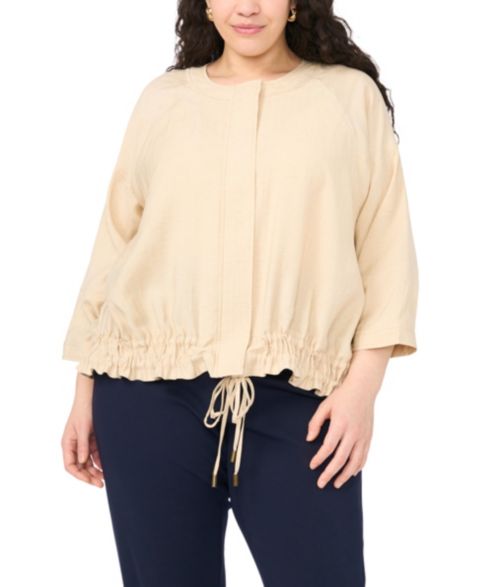 Женские куртки Vince Camuto Plus Size Crewneck Cinch Raglan Jacket