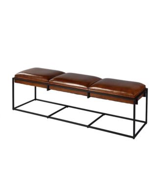 Kane 62 in. W Leather and Iron Accent Bench