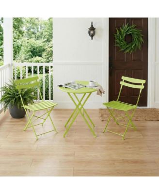 3 Piece Patio Bistro Set, Folding Patio Bistro Table and Chairs, Outdoor Patio Furniture Set, Metal Structure, No Assembly Need