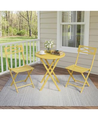 3-Piece Bistro Set, Outdoor/Indoor Folding Patio Furniture Set,Space Saving Folding Design, Outdoor Table and Chairs Set for Patio