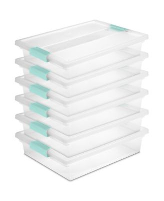 5.7 Qt. Large Plastic Stackable Storage Bin w/ Clear Latch Lid, 6 Pack