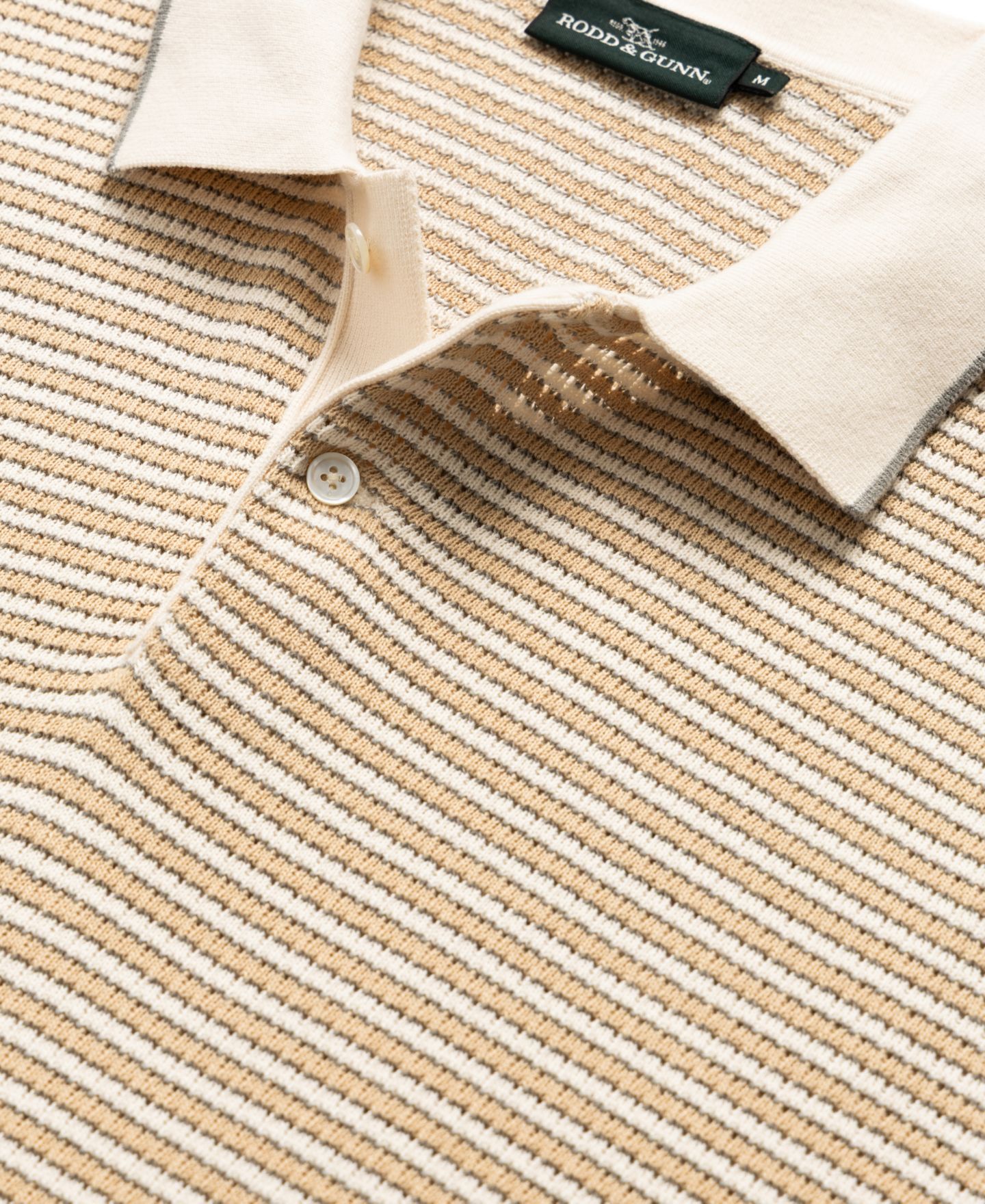 Мужское поло Rodd & Gunn Rodd Gunn Oyster Island Cotton Striped Knit Polo Shirt, цвет: Acorn — фото 5