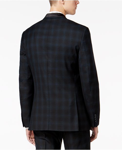 Bar III Men's Slim-Fit Blackwatch Plaid Tuxedo Jacket, Created for Macy ...