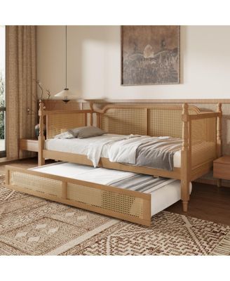 Traditional Rattan Full Daybed with Trundle