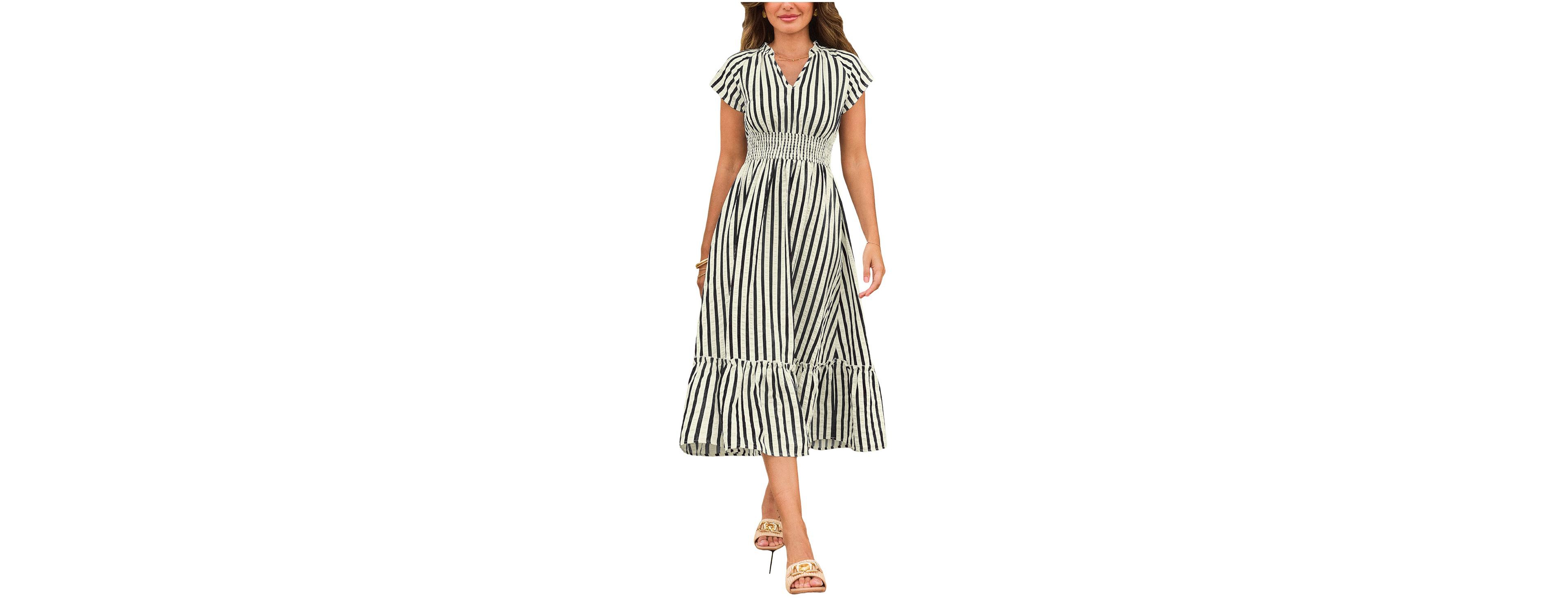Cupshe Women's Sunset Cruise Striped Midi Beach Dress