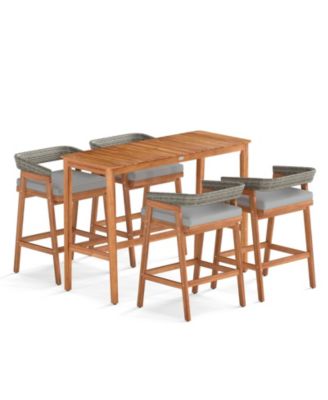 Outdoor Counter Height Bar Set 5 Piece with Cushioned Stools